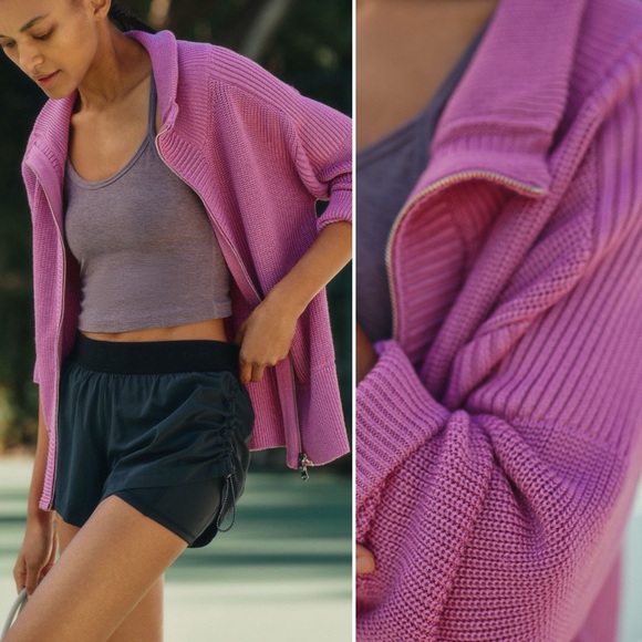 NWT Varley Whitney Knit Sweater Jacket in Medium Pink, size XS - Picture 2 of 6